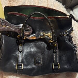 Dooney & Bourke Navy Florentine Leather satchel with Gold Accents
